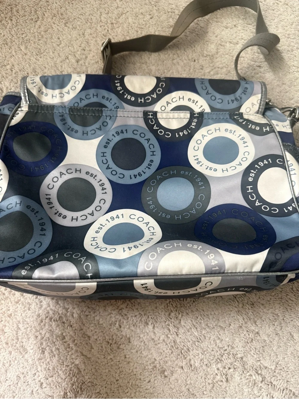 Coach Blue Multi Signature Circle Print Crossbody Bag